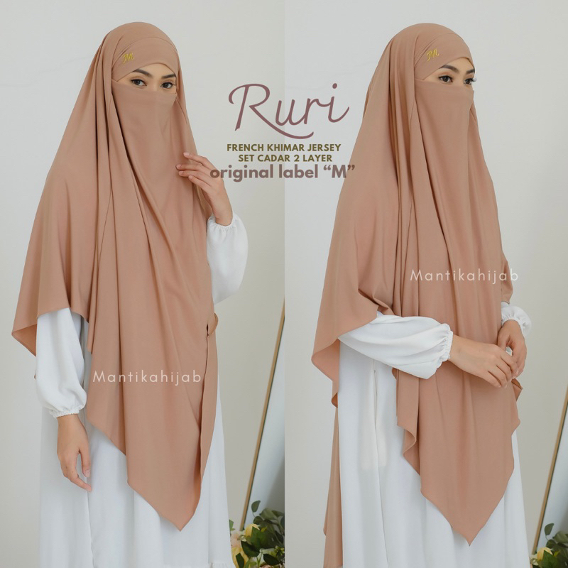 TERPOPULER Ruri French Khimar Jersey Set Cadar Dua Layer FK Jumbo By MantiKahijab