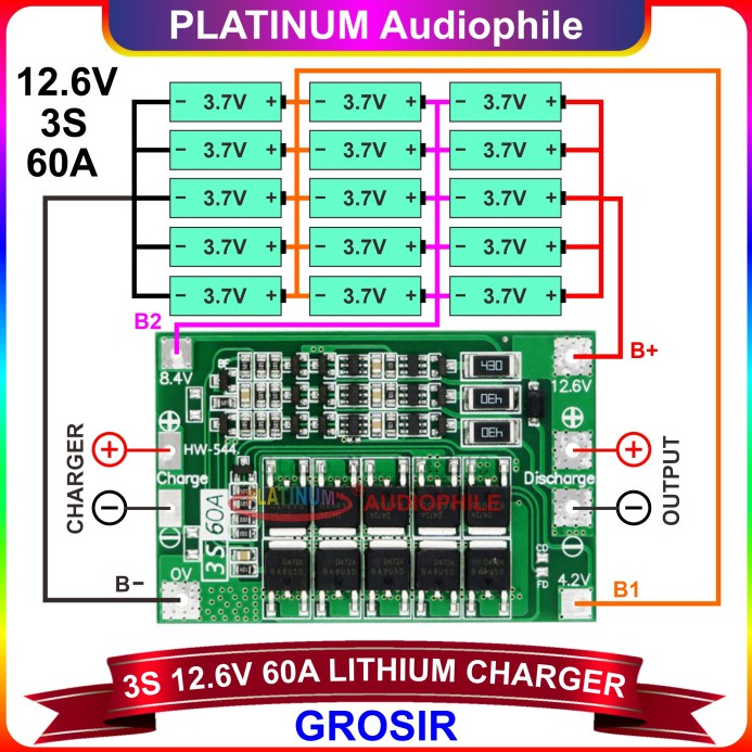 Murah✉Lithium Baterai Charger Modul | 3S 12.6V 60A BMS Protection Board