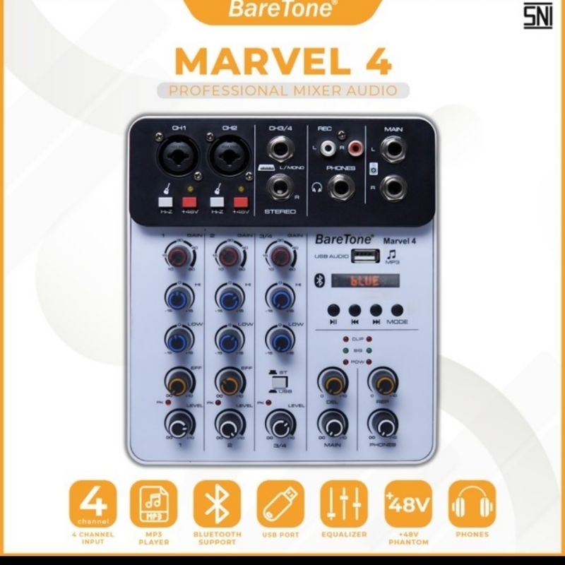Mixer Audio Baretone Max Marvel 4 Profesional Mixer 4 Channel Original