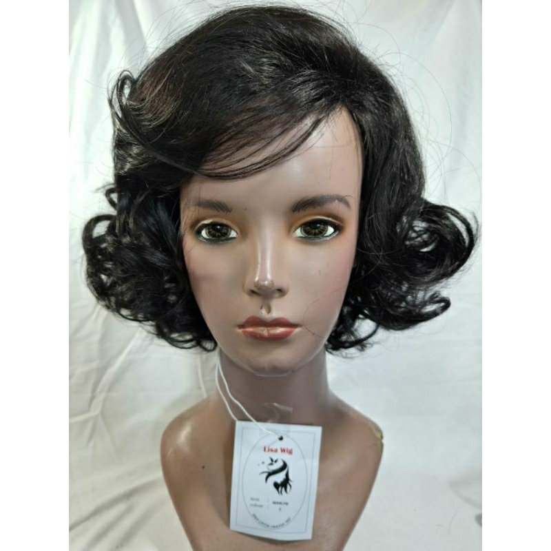 Rambut palsu wig keriting ombak pendek