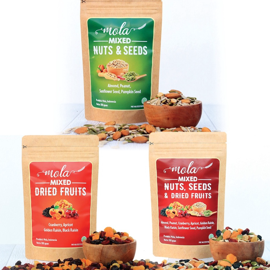 

✔✔SALE✔✔ Mola Mixed Nuts & Seeds, Mixed Dried Fruits, Mixed Nuts Seeds & Dried Fruits Cemilan Enak dan Sehat