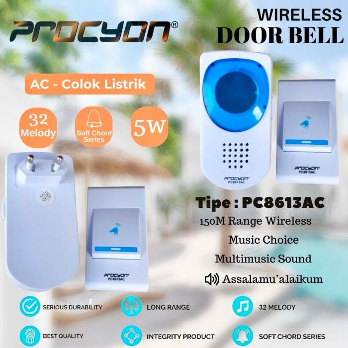 Bell Pintu  Listrik Rumah Wireless Doorbell / Bell Pintu   PC8613 AC Colok Listrik