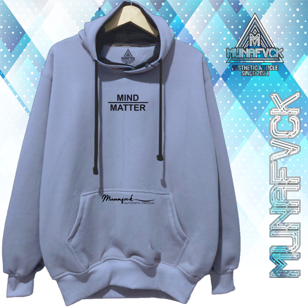 Hodie Pria Distro Original 100% Bahan Tebal Keren MUNAFVCK Sablon MINT MATTER Warna Abu Switer Cowok