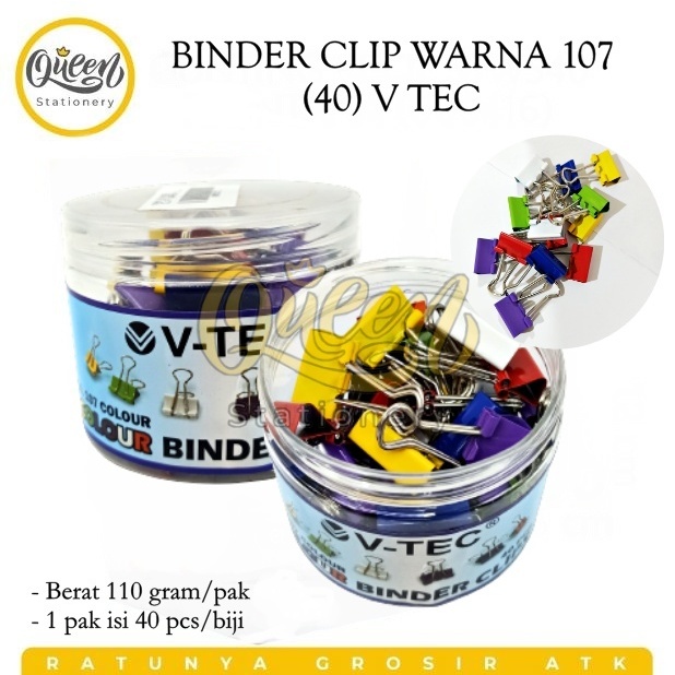 

1 POT BINDER CLIP WARNA 107 (40) V-TEC PENJEPIT KLIP KERTAS (009959)