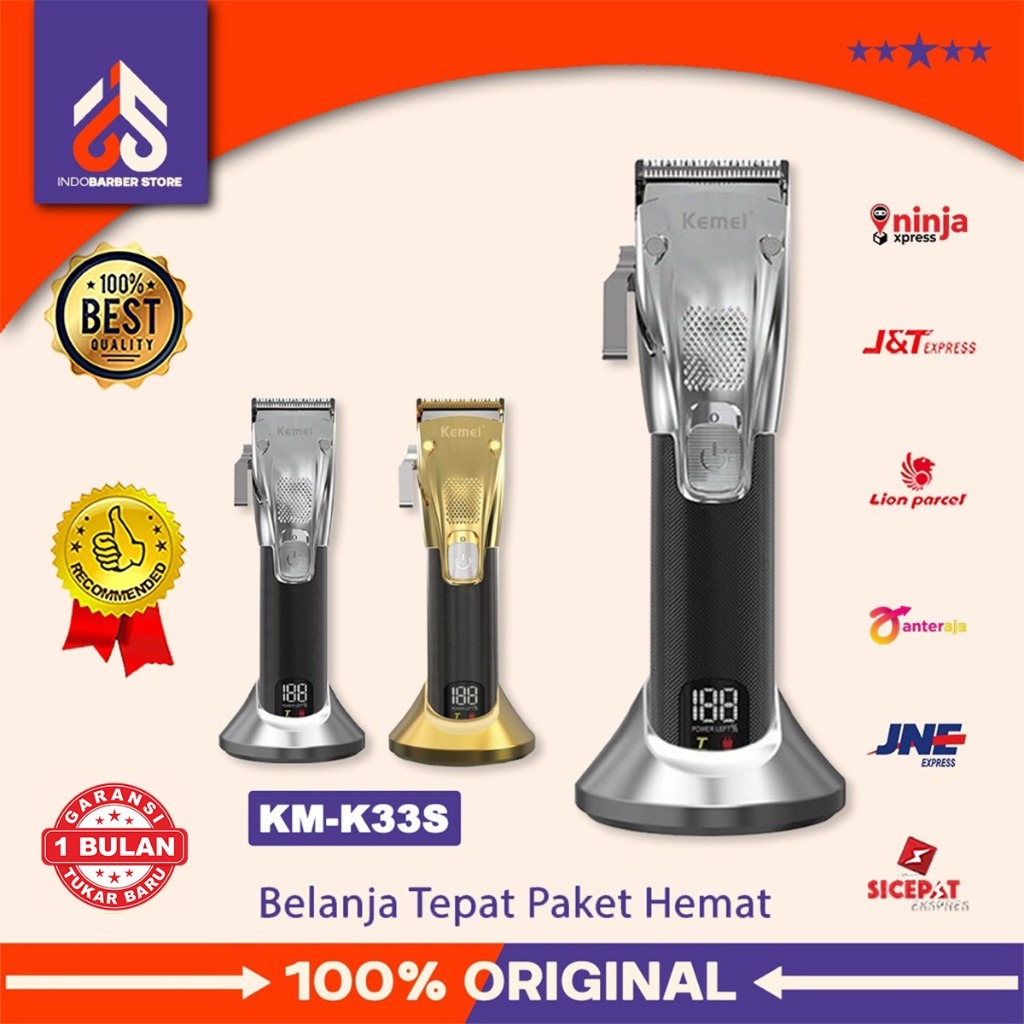 Clipper Kemei KM K33S Alat Cukur Pangkas Rambut Elektrik Barbershop 7000 Rpm Original