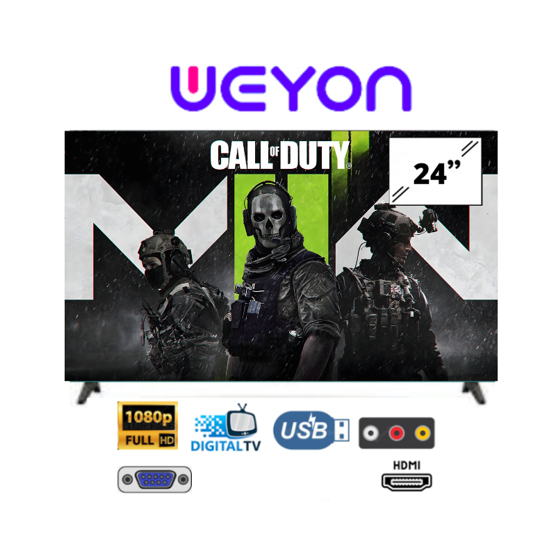 [Pack Kayu] TV Digital 24 inch Full HD Weyon TV Original Garansi Resmi 1 Tahun Bisa Monitor / CCTV / PS