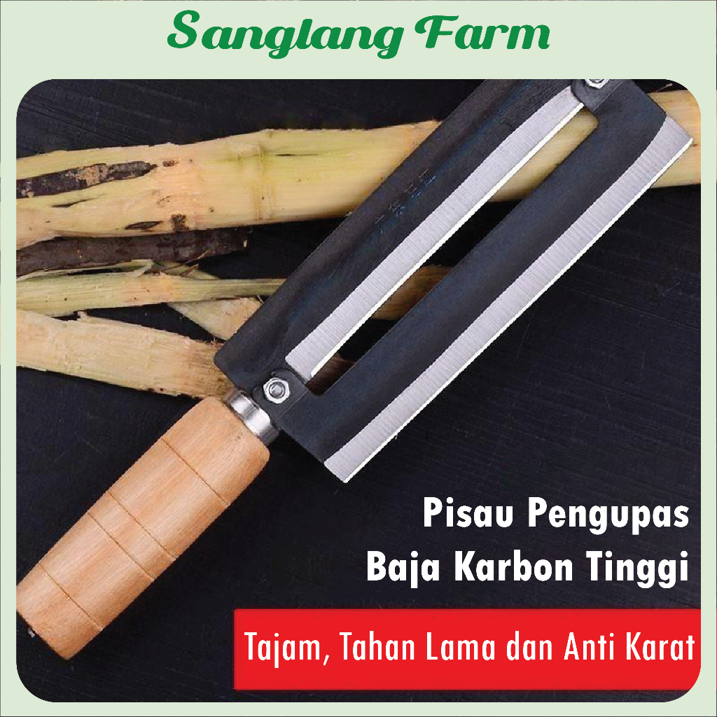 Pisau Kupas Kulit Nanas Tebu Pemotong Keripik Tempe Pisau 2 Tingkat Tajam Baja Karbon