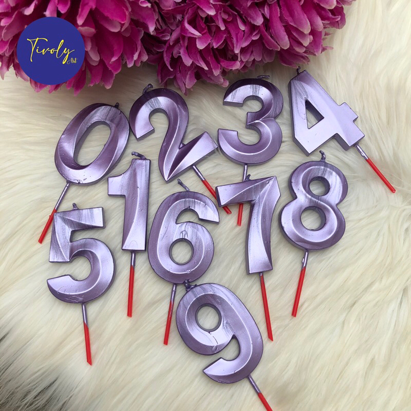 Lilin Ulang Tahun | Lilin ANGKA Ungu BESAR | Lilin Angka Chrome Ungu