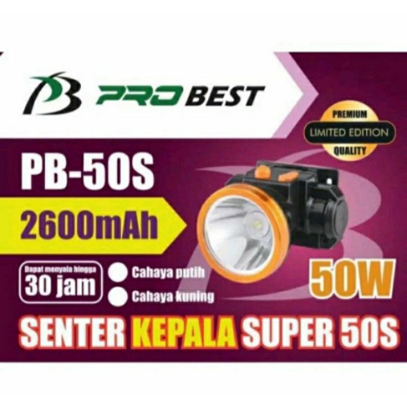 Senter Kepala Probest 50 watt 2600 Mah