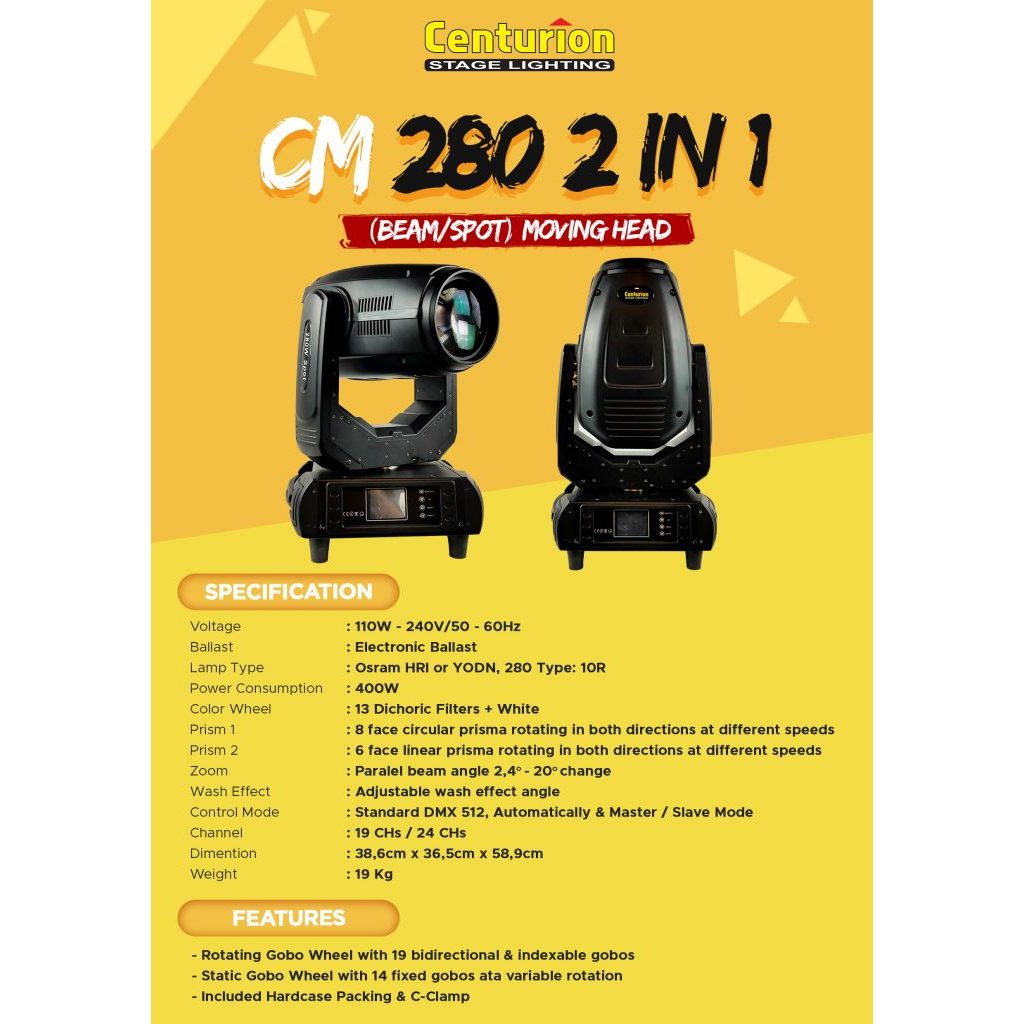 Moving Head Beam 280w Centurion