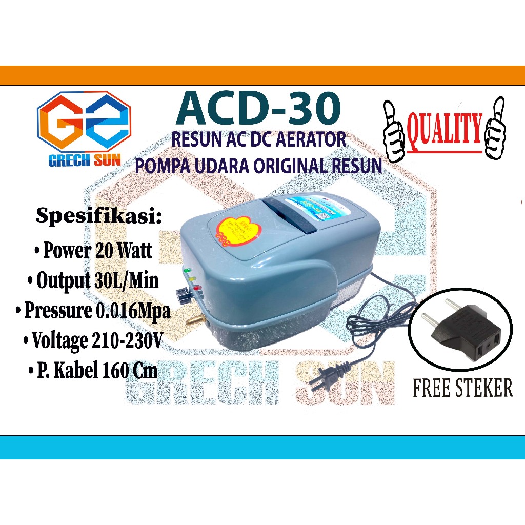 AERATOR ACDC RESUN ACD 30 POMPA UDARA AQUARIUM KOLAM ORIGINAL RESUN