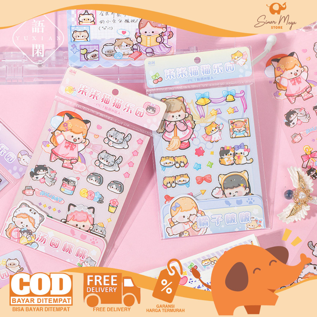 

Chichi Cat Paradise Deco Stickers / Diary Deco Sticker / Stiker Tempel Motif Lucu