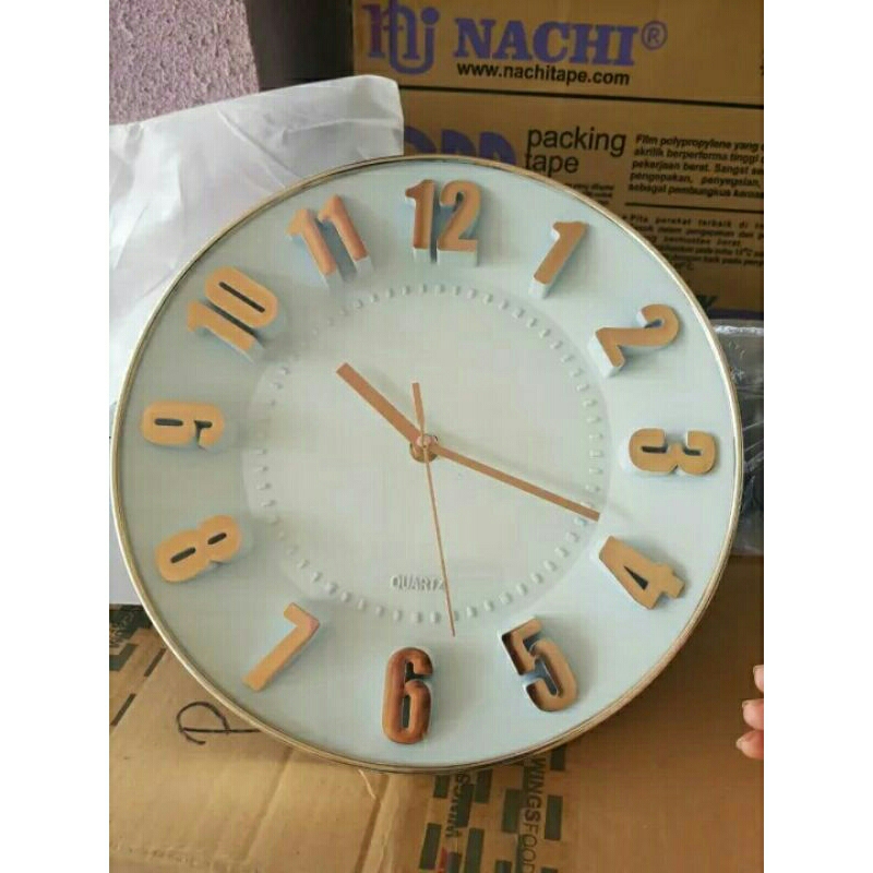 jam dinding angka timbul 9628 gold berkualitas
