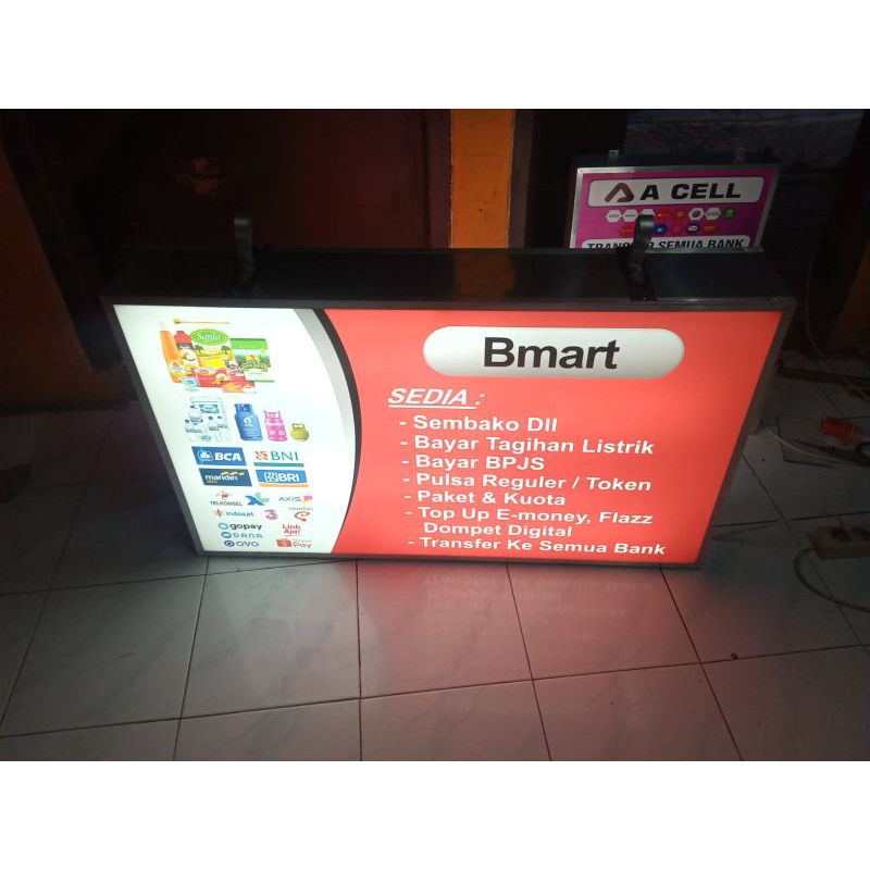 Neon Box Acrylic 2 muka ukuran 80x60cm custom design