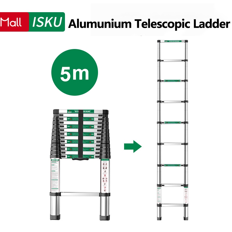 ISKU Tangga Lipat Aluminium Teleskopik 5M Telescopic Ladder