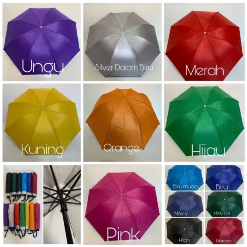 LASIKA - Payung Lipat 3 Polos Warna Sarung / Payung Lipat Polos / Payung Lipat Murah