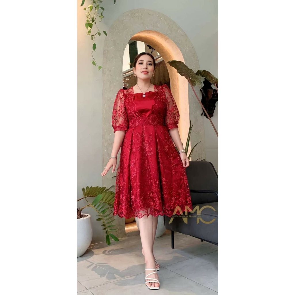 FREE ONGKIR PREMIUM - DRESS NATALIA TILLE MUTIARA 3 UKURAN / DRESS SIMPLE ELEGANT / MINI DRESS