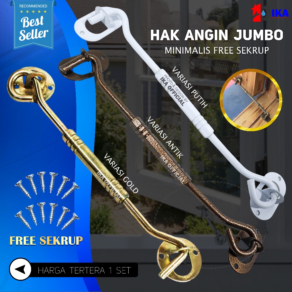 Hak angin / cantolan jendela 8 inch bulat model stainless tebal / pena