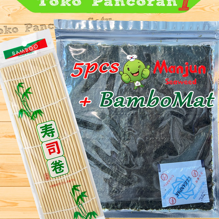 

TZJT0828 (V44859) MANJUN Nori Sushi Halal 5 lembar /Yakinori Import Kimbab/ Gimbab / Lembar Rumput Laut/Bamboo mat