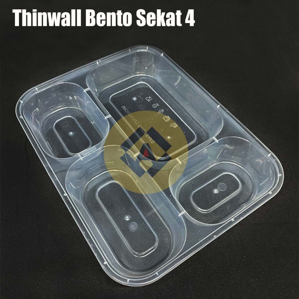 Thinwall Bento Sekat 4 - Box Kotak Makan Sekat 4 Plastik - Lunch Box Sekat 4