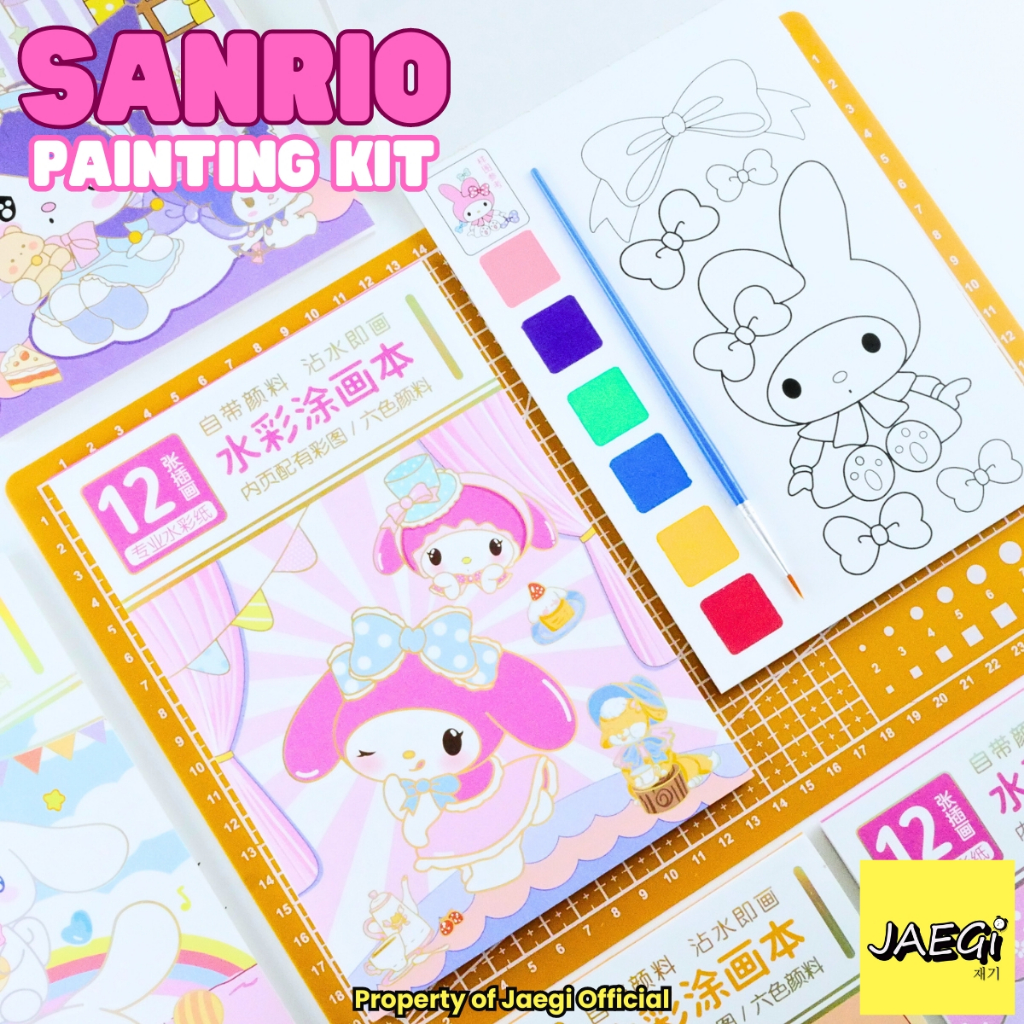 

JAEGi - Painting Kit / Set Paket Melukis Cat Air Sanrio Edition 12 Lembar Large DIY Kit