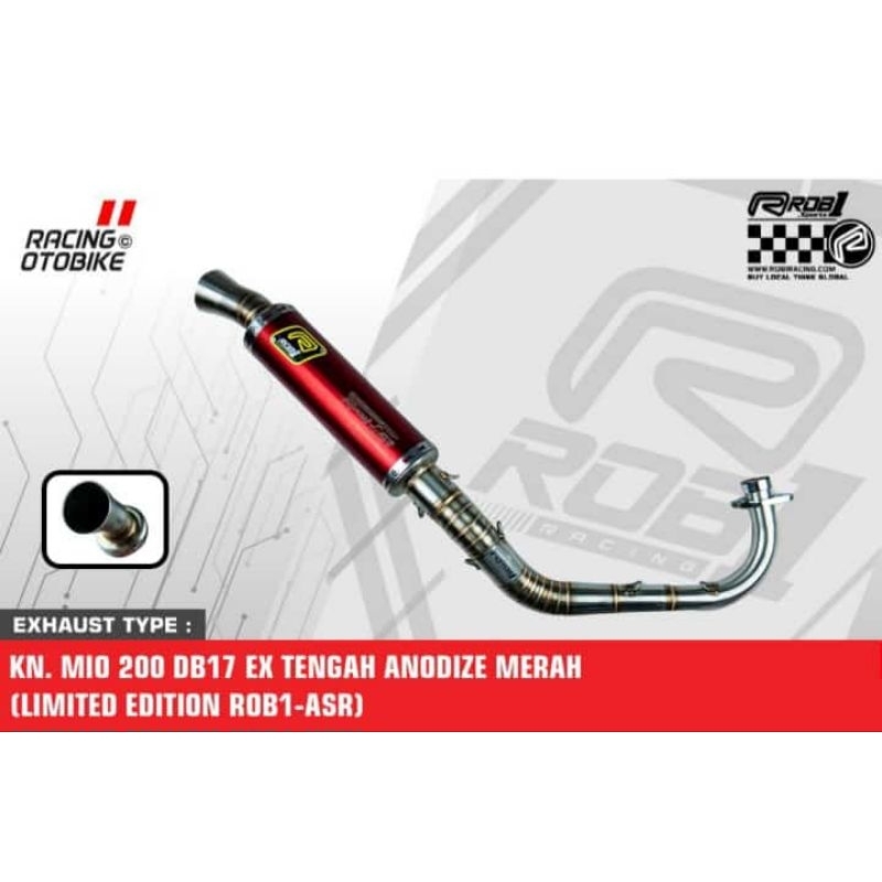 KNALPOT ROB1 ORIGINAL MIO NOUVO MIO SPORTY 200CC EX SAMPING DAN TENGAH ASR ANODES SS