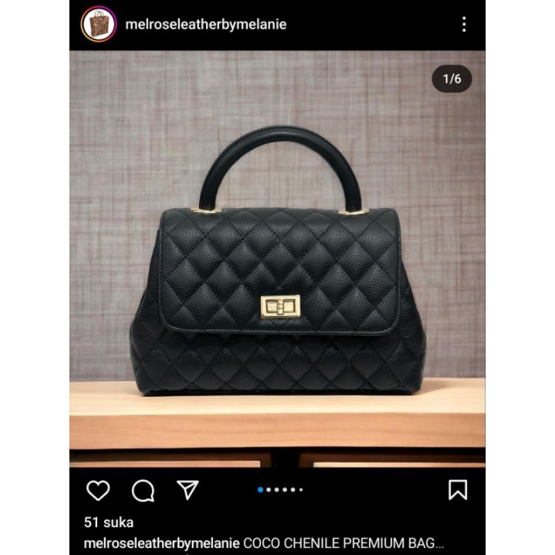 tas hitam kulit sapi asli melrose by melanie