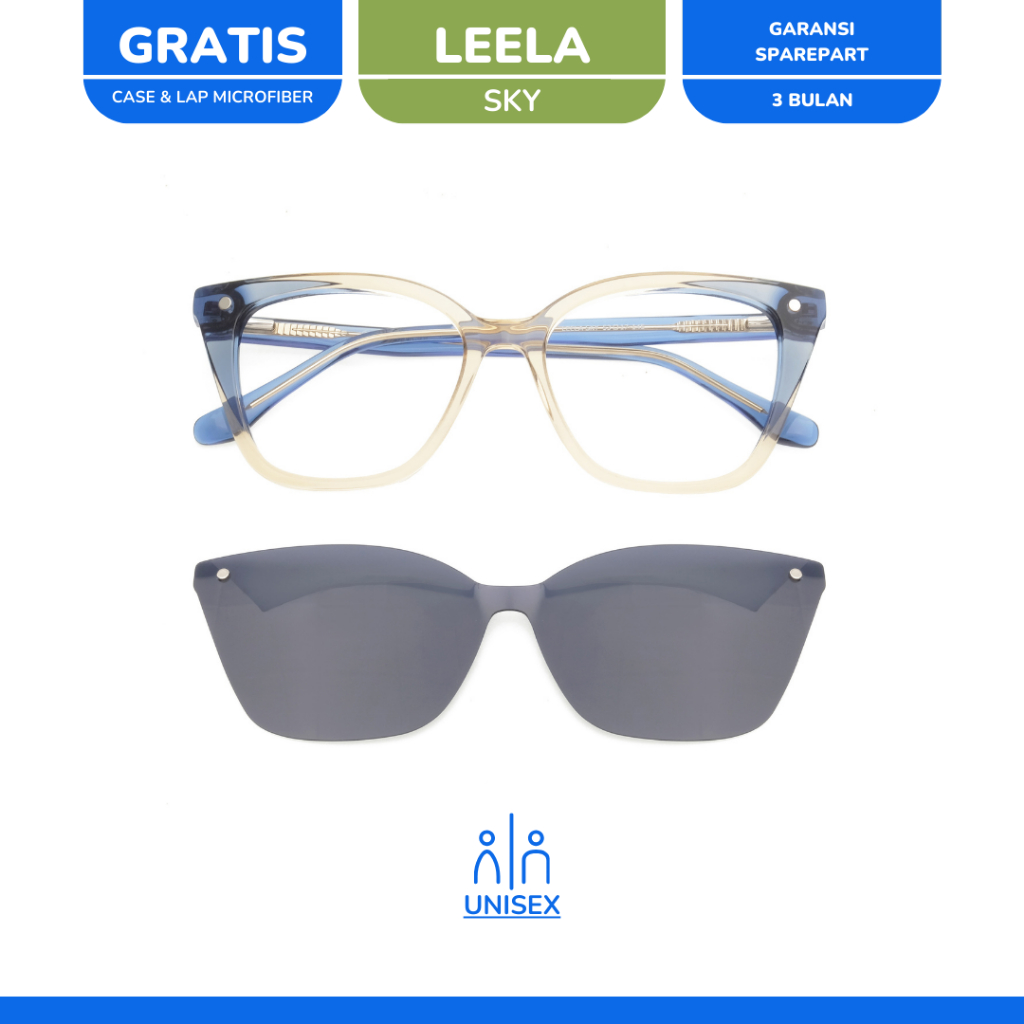 zonakacamata - Clip On Leela Sky - Frame Kacamata - Pria/Wanita - Minus/Silinder/Plus