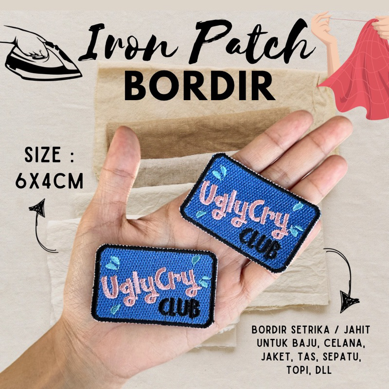 Emblem Bordir tempel Baju Kain Ugly Cry Club Iron Patch Bordiran Patch iron Bordil Bordilan Celana S