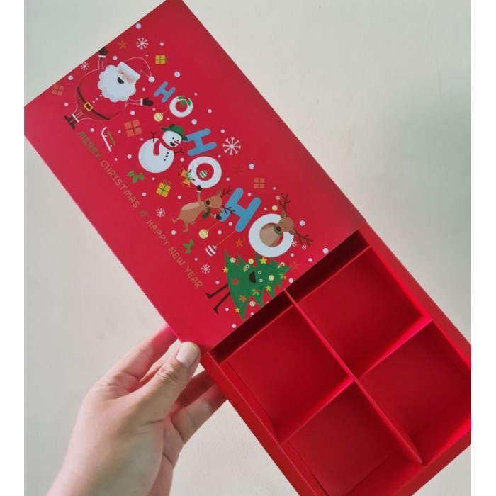 

( 5 pcs ) Box Natal Packaging Nastar Eggtart Sekat 6 Bingkisan Hampers Christmas Snowflakes