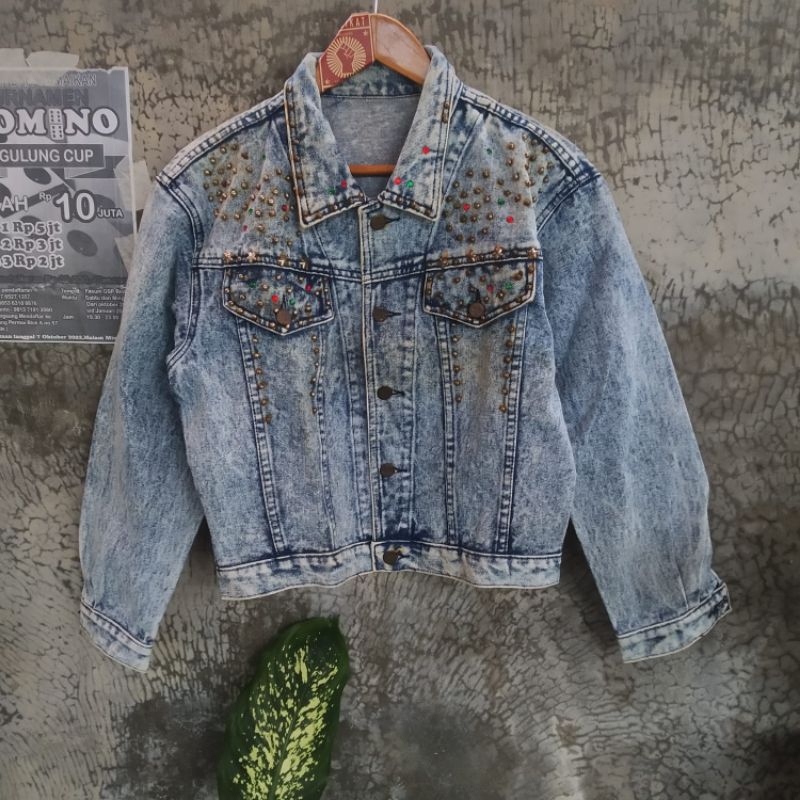 Vintage 90s Garage Girls Denim Jacket Retro Grunge Punk Jeans Trucker