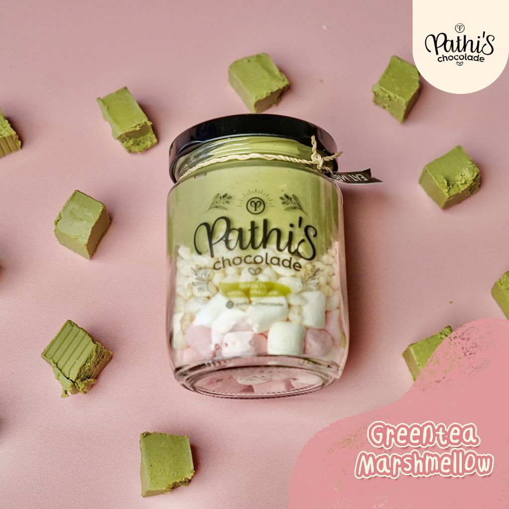 

Pathis Chocolade GREENTEA MARSHMALLOW Cemilan Coklat Jar Lumer Choco Crunchy