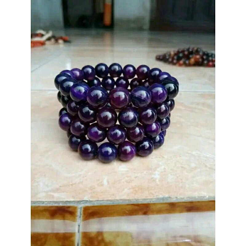 gelang batu kecubung Wulung super tembus cahaya