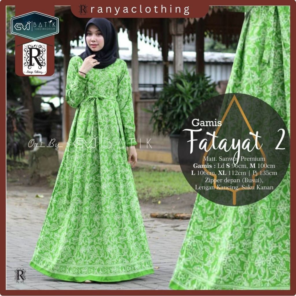 GAMIS DRESS FATAYAT HIJAU SERAGAM PENGAJIAN NU ORIGINAL BRAND SVJ BATIK