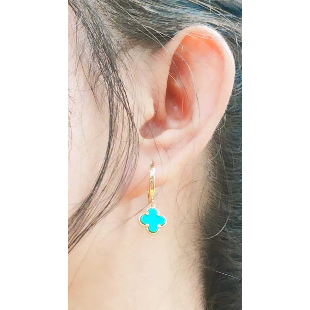 anting van clip hijau tosca emas asli 8k //375
