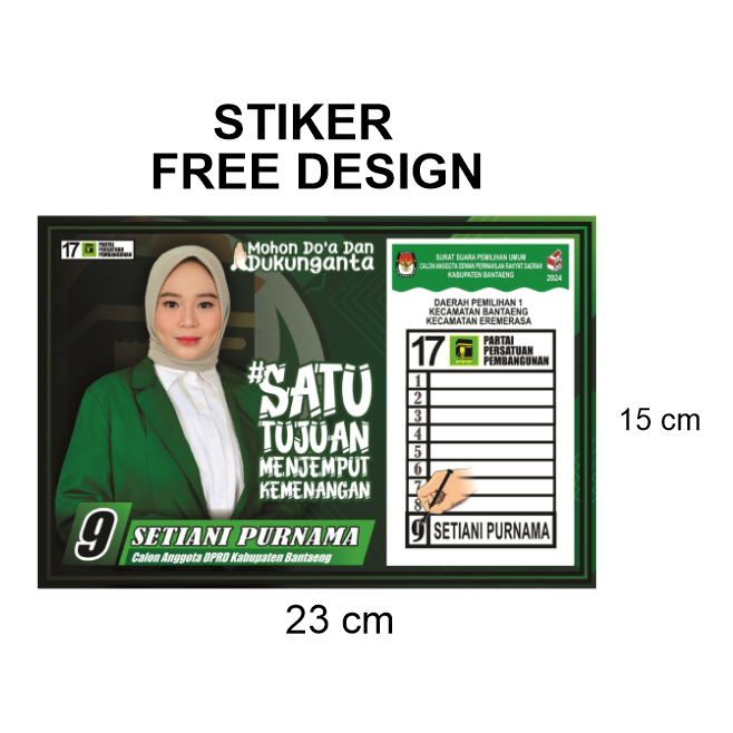 

Stiker Caleg Custom (+) Cutting 15 x 23 Cromo ND57582