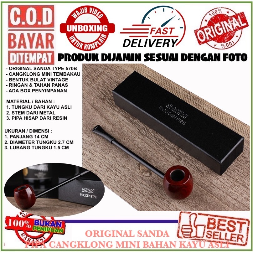 SANDA SD570B PIPA POPEYE MINI CANGKLONG KECIL BAHAN KAYU ASLI