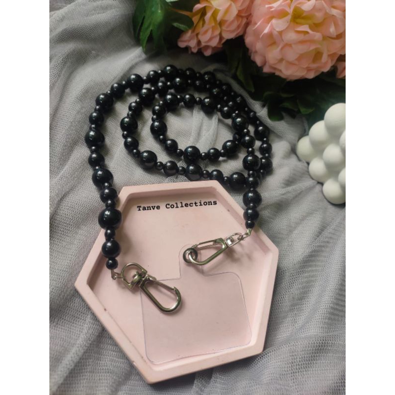 Strap HP hitam / Gantungan HP panjang hitam elegan