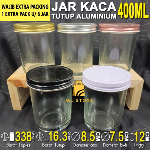 JAR KACA 400ML TUTUP ALUMINIUM / REGLASS 400ML TUTUP ALUMINIUM