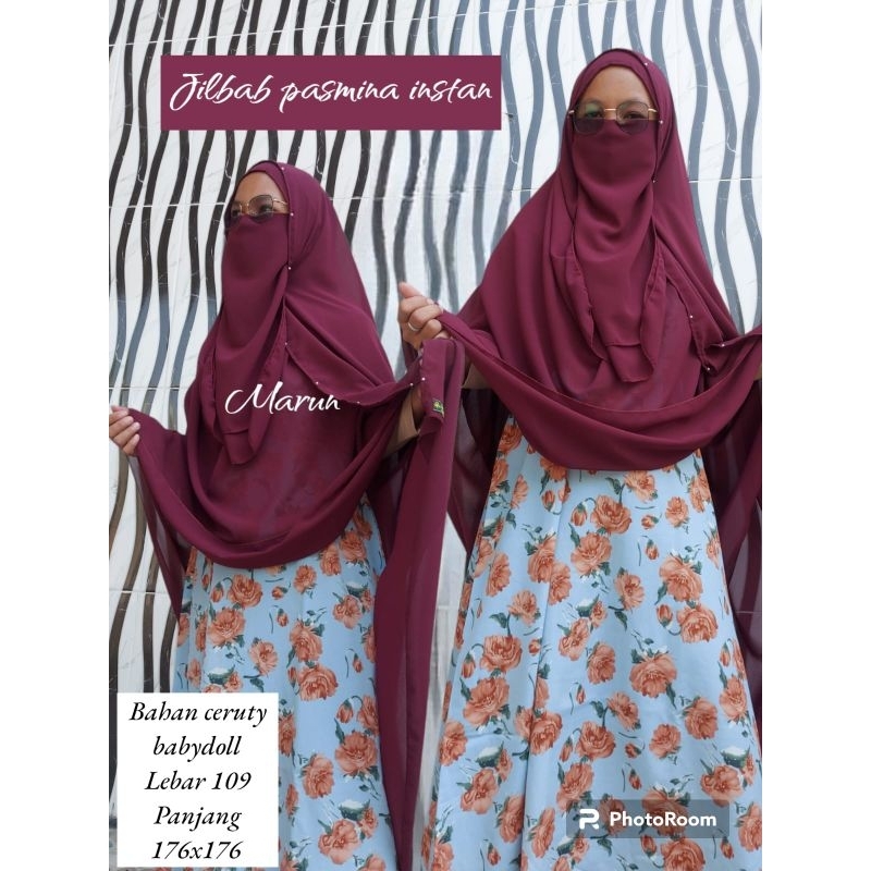 Pasmina / pastan ceruty syari jumbo FREE CADAR TALI 2LAYER