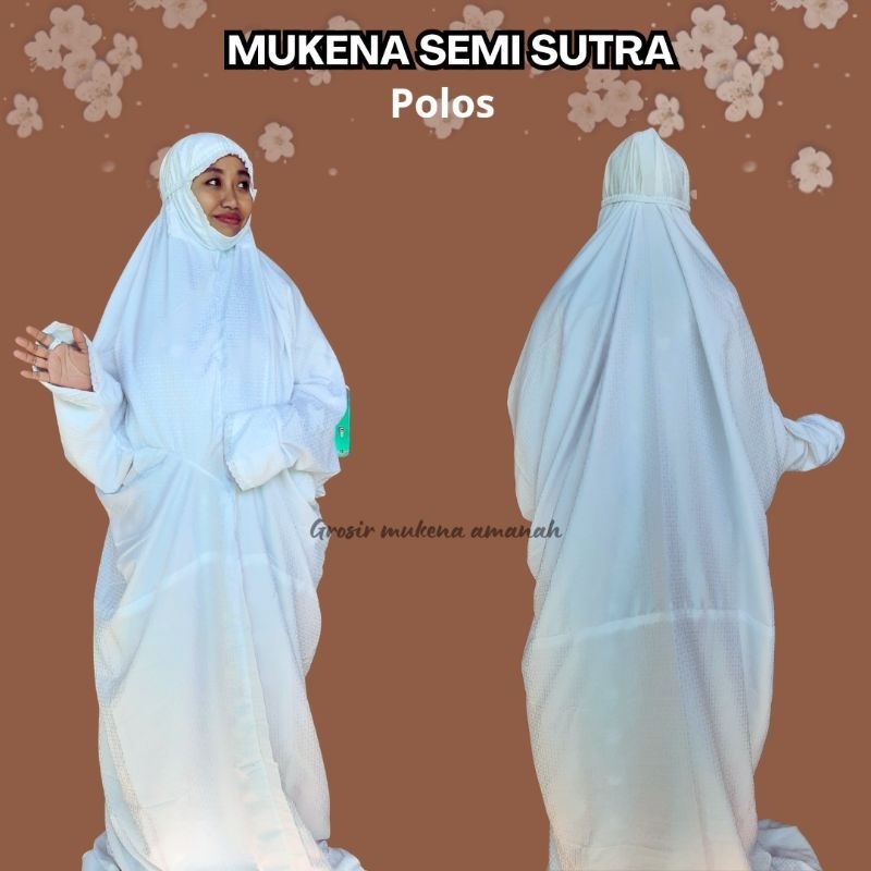 mukena terusan semi sutra polos ready