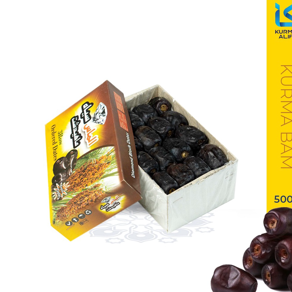 ☇✯✱ Kurma Bam Black Diamond 500 gr Kurma Bam Original Dates KURMA ALIF