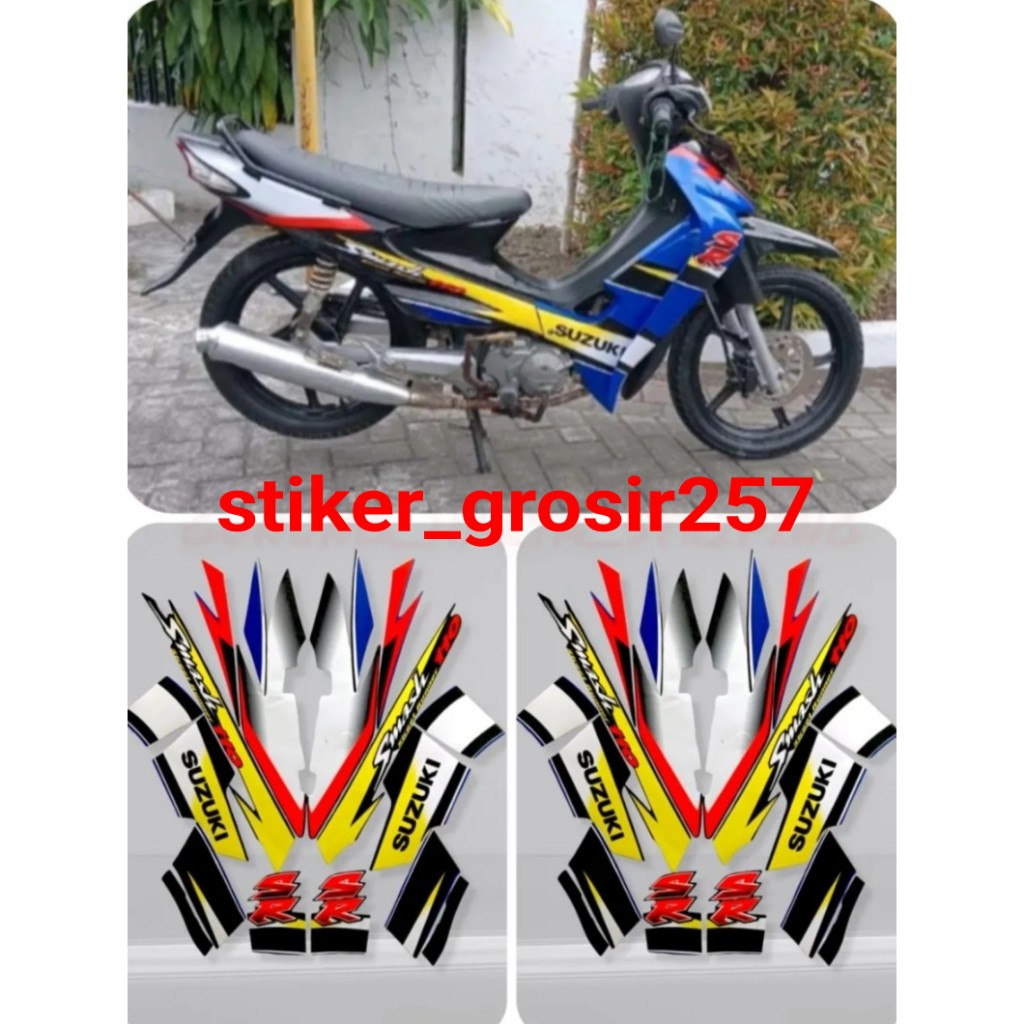 STIKER STRIPING LIS BODY SMASH SR 110 2004 2005 HITAM BIRU STANDAR