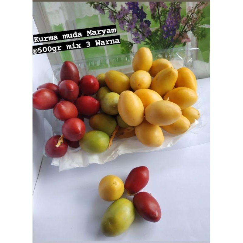 

KURMA MUDA BARHEE MIX 3 WARNA FRESH 1Kg BONUS ZURIAT || PROMIL MARYAM || Kurma Pelangi mix 3 warna