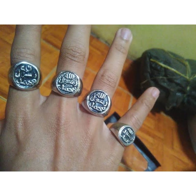 Replika Cincin Nabi Lafadz Rasulullah Muhammad Muslim Islami Perak - A96