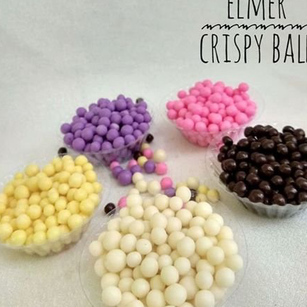 

➔➝✺❇ Crispy Ball Elmer Kemasan 250gr ( DARK / WHITE / STRAWBERRY )