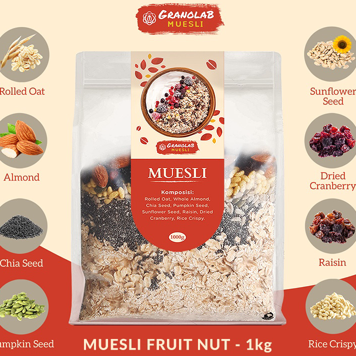 

Baru Muesli Fruit and Seed 1 kg - Granolab Muesli Pasti Murah