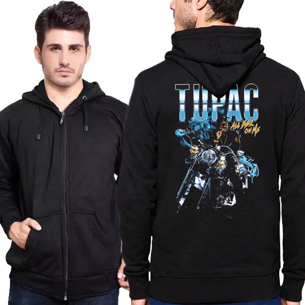 Tupac All Eyez On Me 2Pac Shakur Hoodie Bahan Cotton Fleece | Pullover & Zipper Hoodie