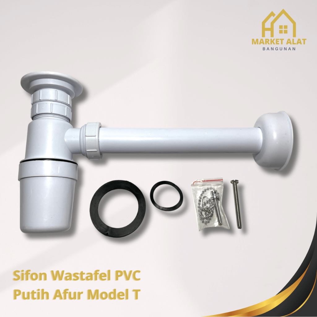 Sifon Wastafel Plastik PVC Warna Putih + Afur Model T MURAH BAGUS / Sipon Pipa Pembuangan Wastafel
