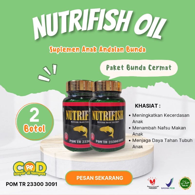 [PAKET 2 BOTOL] NUTRIFISH Minyak Ikan Salmon Untuk Anak - Meningkatkan Kecerdasaan, Nafsu Makan, & K